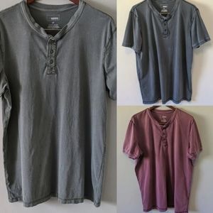 3 SONOMA : Button Henley Short Sleeve T Shirts